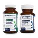 Métagénique - PhytoMulti & D3 10 000 + K - 60 Capsules de PhytoMulti pour les hommes et les femmes - 60 Softgels de D3 10 000 + K pour le soutien immunitaire, la santé osseuse et la santé cardiaque