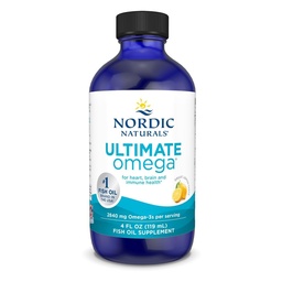 Nordic Naturals Ultimate Omega Liquid, Lemon Flavor - 4 oz - 2840 mg Omega-3 - Supplément d'huile de poisson de haute puissance avec EPA et DHA - Promotion de la santé cérébrale et cardiaque - Non-OGM - 24 portions