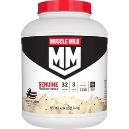 Lait musclé Poudre de protéines authentiques, Cookies 'n Crème, 4.94 Livre, 32 portions, 32g Protéines, 2g Sucre, Calcium, Vitamines A, C & D, NSF certifié pour le sport, Energing Snack, Emballage May Vary