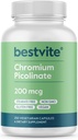 BESTVITE Chromium Picolinate 200mcg (250 Vegetarische Kapseln) - No Stearates - No Dicalcium Phosphate - Vegan - Glutenfrei - Non-GMO