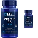 Prolongation de la durée de vie Vitamine B6 250 mg, 100 Capsules végétariennes et folate et vitamine B12, Capsules végétariennes, Blanc, 90 Compte
