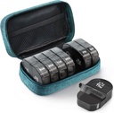 AUVON Toile sac de voyage Pill Organisateur 2 fois par jour, grand AM/PM hebdomadaire Pill Box 7 Day Pill Case avec portable Cyan Zipper sac de vêtements pour la détention des suppléments, vitamines et huiles de poisson