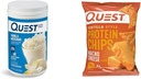 Quest Vanilla Milkshake Protéines Poudre, 24g Protéines, 1,6lb + Quest Nacho Cheese Tortilla Style Protein Chips, 18g Protéines, Pack de 12