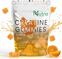 Gommies monohydratées créatine - Gommies monohydratées 5g pour hommes et femmes - Augmenter la force, le renforcement musculaire - Boosts Energy & Focus - Faible calories, végétalien et sans gluten