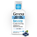 Genexa Clean Cold & Flu Relief, sans colorant, 0% Additifs artificiels, médecine diurne sévère pour la douleur corporelle, la toux, le froid et la grippe, les maux de tête, la fièvre, la congestion thoracique, l'arôme biologique de bleuets, 6 fl oz