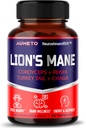 Lions Mane Supplement Capsules 40% Polysaccharides with Cordyceps, Reishi, Turkey Tail, Chaga Mushroom Complex - Caffeine-Free 18 in 1 Brain Supplement for Memory and Focus