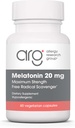 Allergy Research Group Melatonin 20mg - Pure Melatonin, Extrastärke für Erwachsene, Schlafhilfe, High Dose, Vegetarische Kapseln - 60 Count