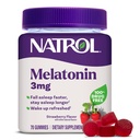 Natrol Melatonin Gummies, soutien du sommeil pour les adultes, supplément de mélatonine de 3 mg pour dormir, 70 gummes aromatisés aux fraises, jusqu'à 70 jours