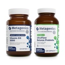 Groupe de métagéniques - D3 5000 & UltraFlora Balance - 120 Softgels de D3 5000 pour le soutien immunitaire, la santé osseuse et la santé cardiaque - 120 Capsules de UltraFlora Balance pour la santé digestive