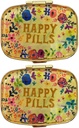 2 Packs Vintage Pill Organizer Metall Retro Pillen Boxen Süße Pillen-Gehäuse für Geldbeutel/Pocket Portable Compact Vitamine/Tylenol/Supplements/Meds/Tablet (Happy Pillen mit Spiegel innen)
