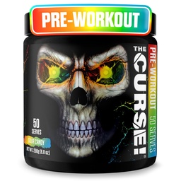 JNX SPORTS La Malédiction ! Poudre de pré-entraînement pour hommes et femmes, caféine, bêta-alanine, créatine, L-Citrulline, 50 portions, aromatisant à la candy – Boost Energy, Strength & Focus