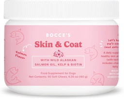 Bocce's Bakery Skin & Coat Supplement for Dogs, Chews Daily Made in The USA with Vitamine E & Essential Fatty Acides, soutient la peau et le manteau sains, saumon, 60 ct, rouge (DG-SP-SKIN60)