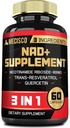 Supplément 3en1 NAD+ 1200Mg - Nicotinamide Riboside avec Trans Resvératrol & Quercetin - Activité cellulaire, Immune, Vieillissement Santé - 60 Compte d'approvisionnement pour 30 jours