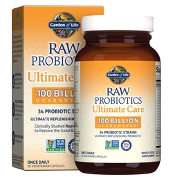 Jardin de la vie Probiotiques crus Soins ultimes - 100 milliards UFC - Supplément alimentaire pour le soutien de la santé Gut - Pour les femmes et les hommes - 30 capsules végétariennes