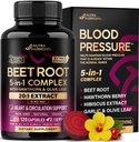 Beet Root Capsules - Healthy Blood Pressure Support Supplement* für Herz- und Kreislaufunterstützung - mit Hawthorn Berry, Hibiscus & Garlic - Nitric Oxid for Energy - Made in USA, 120 Kapseln