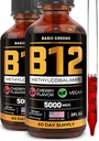 Vitamine B12 gouttes liquides sublinguales 5000 mcg – supplément de méthyle végétal B-12 pour énergie et focus – B 12 vitamine pour les femmes et les hommes – absorption rapide de méthylcobalamine – 120 portions – 4 fl oz