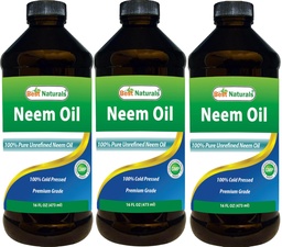 Meilleures naturelles 100% huile de Neem pur, 100% pressé et non raffiné - 16 OZ (3 bouteilles)