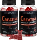 Gommies monohydratées de créatine 240 pour les hommes et les femmes- 5g, Gommies pré-entraînement sans sucre W/L-Taurine, Betaine Anhydre, Alpha GPC, Vitamine B12, Gommies à croquer pour la force musculaire et la stimulation énergétique (2 pack)