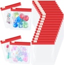 24 Stück Pill Pouch Taschen Reißverschluss Set wiederverwendbar Translucent Medizin Organizer Abdichtung Reise Plastiktüten mit Schiebeschloss für Lagerung(Red)