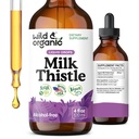 Lait sauvage et biologique gouttes liquides de chardon - Nettoyez le foie Détox - Silymarin Lait supplément de chardon pour le soutien du foie - Ajouter au thé - Silybum Marianum Extrait de graines de marianum Teinture - Sucre et sans alcool - 4 oz