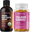 NUTRITION HAVASU Huile de graines noires organiques Liquide + Gommies de collagène