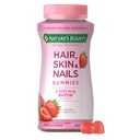 Nature's Bounty Cheveux, peau et ongles avec biotine, supplément de vitamines aux fraises, soutient la santé des cheveux, de la peau et des ongles pour les femmes, 2500 mcg, 140 Ct, 70 Total des services