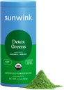 Sunwink Detox Poudre Verts - Verts organiques Poudre pour Débloat - Super Greens Poudre avec Celery, Dandelion, Spiruline - Poudre quotidienne pour Détox doux - 4,2 oz (20 portions)
