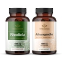 HERBAMAMA Rhodiola Rosea et Ashwagandha Kit - Ensemble de 1000 mg Rhodiola Rosea Capsules &1500 mg Ashwagandha Capsules Racines - Vegan, Non-OGM, Sans Gélatine - 2 Pack