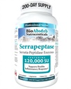 Bio Absorb Serrapeptase Enzyme, Haute puissance 120000 unités (SPU), 200 jours d'approvisionnement, Capsules végétariennes à libération différée (DRcaps) pour absorption maximale