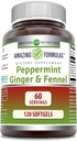 Erstaunliche Formeln- Pfefferminz, Ginger und Fennel Nahrungsergänzung - 363 Milligramme - 120 Softgels (Non-GMO,Gluten Free) -