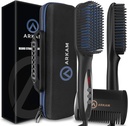 Brosse à barbe arkam pour hommes - Kit de brosse à barbe chauffante avec caractéristique anti-calcaire, Peigne à cheveux double action et étui de voyage en coquille dure pour les barbes moyennes à longues - Costumes et cadeaux pour hommes