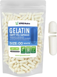 XPRS Nutra Größe 00 Leere Kapseln - 100 Count Leere Gelatine Kapseln - DIY Kapsel Füllung - Fillable Pill Gel Kapseln für Do-It-Yourself Ergänzungen (Weiß)
