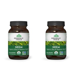 ORGANIQUE INDIA Neem Leaf Capsules, supplément à base de plantes - soutient la peau, l'immuno-sanitaire et la santé du foie, detox, végétalien, sans gluten, certifié USDA biologique - 90 capsules (2-pack)