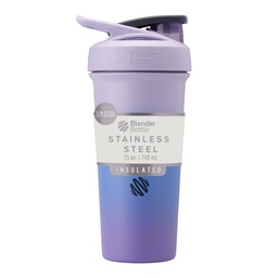 BlenderBottle Sport Sleek Insulated Stainless Steel Shaker Bottle mit Draht Whisk, 25-Ounce, Lavender Ombre – Protein Shakes & Hydration für Athleten & Fitness Enthusiasten, Easy Mixing, Slim Easy to Hold, hält Getränke kalt, Lockable Lid