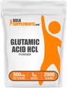 BulkSupplements.com L-Glutamic Acid HCl Powder - Amino Acid Supplement, Glutamate Supplement - for Gut Health, Glulten Free, 500mg per Serving, 1kg (2.2 lbs) (Pack of 1)