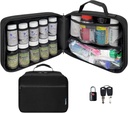 Grand organisateur de bouteilles de pilules rembourrées, sac de médecine, étui, transporteur pour les médicaments, les vitamines et les fournitures médicales - organisateur de médicaments de voyage et sac médical d'entreposage à domicile - noir (avec serrure TSA)