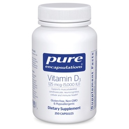 Reine Kapseln Vitamin D3 125 mcg (5.000 IU) - Ergänzung zur Unterstützung von Knochen, Gelenk, Brust, Herz, Colon und Immune Gesundheit* - mit Vitamin D - 250 Kapseln