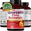 Premium Haute Pureté Quercetin 98% avec Capsules de Bromelain pour une puissance maximale avec Thé Vert Ashwagandha - Soutienne la santé générale Force Énergie - 150 jours