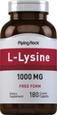 Piping Rock L-Lysine 1000mg. 180 Caplets.