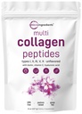 Micro-ingrédients Poudre de Peptides Multi Collagène, 8oz de Type I, II, III, V, X + Biotine, Vitamine C & Acide Hyaluronique , non aromatisé , soutient la santé des cheveux, de la peau et des articulations , Keto, non-OGM