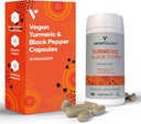 Vegan Turmeric & Black Pfeffer Kapseln (60 Kapseln) - Tumeric Supplements Kapseln 1 pro Tag — Ergänzungen für Erwachsene und Kinder
