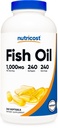 Nutricost Fischöl Omega 3 Softgels mit EPA & DHA (1000 mg Fischöl, 560 mg Omega-3), 240 Softgels, Nicht-GVO, Glutenfrei.