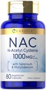 Carlyle NAC Supplément N-acétyl Cystéine 1000mg , 80 Capsules avec Sélénium et Molybdène , Végétarien, Non-OGM et Sans gluten