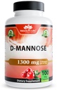 NaturaLife Labs Bio D-Mannose 1300 mg mit Bio Cranberry Extrakt 100 mg pro Portion – 100 Kapseln – Non-GMO, Glutenfrei, Vegan