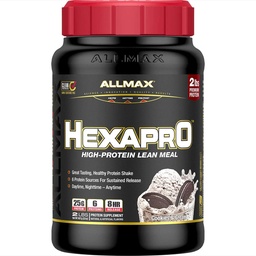 ALLMAX HEXAPRO, biscuits et crème - 2 lb - 25 grammes de protéines par portion - libération prolongée de 8 heures - Zéro sucre - 21 portions