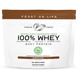 Fête musculaire Poudre de protéines de lactosérum 100 % herbe, toute la crème naturelle sans hormones La poudre de protéines de lactosérum pour les femmes et les hommes- Concentré de lactosérum, Isolé et hydrolysé Mélange de poudre de protéines - chocolat, 2lb