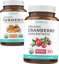 Kurkuma und Cranberry Konzentrat (4-Monats-Versorgung) Cranberry Curcumin Bundle Bio Turmeric Curcumin mit Black Pepper & Ginger (120 Caps) & Organic Cranberry Konzentrat 50:1 Extrakt (120 Caps)