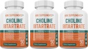 3 Flaschen Choline Bitartrate 900mg pro Servierung 270 Gesamtkapseln KRK Beilagen