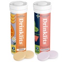 Drinklits Orange Daily Hydration Tablets + Erdbeer Immunität Tablets (2) Tube Pack | Essential Electrolytes – Großer Geschmack – Immununterstützung | 20 Servierungen (10 Tabletten pro Tube)