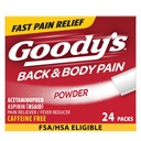 Poudre de soulagement de la douleur du dos et du corps de Goody, 24 ct (paquet de 1)